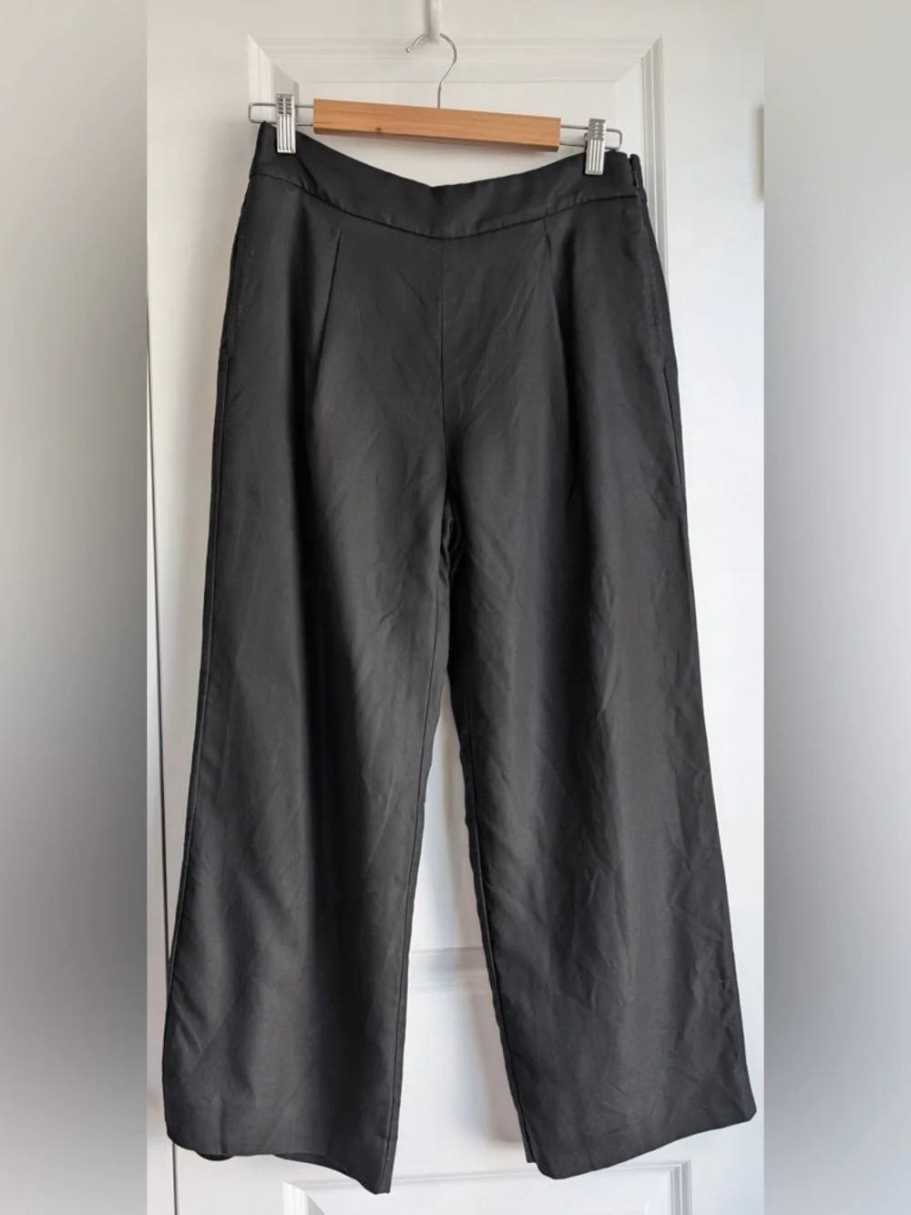 J.Crew High-rise Wide Leg Pleated Linen Side Zip Blend Pant Black Size 4
